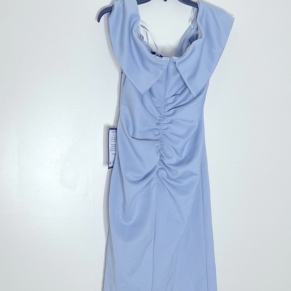 NWT Xscape Women's Off Shoulder Cocktail Dress Ruched Size 14 sky mist - Picture 8 of 9